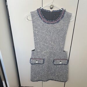 Zara Blue and White Tweed Dress